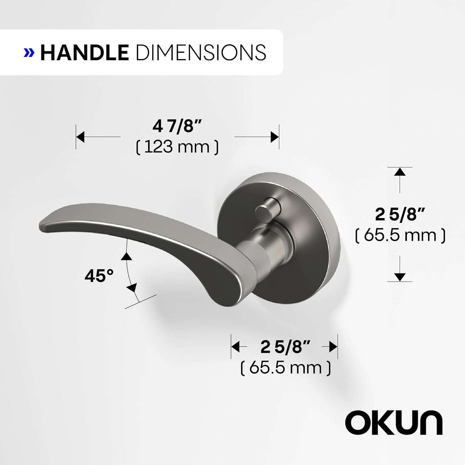 Okun Brook 6-Pack Brushed Nickel Privacy Door Levers – Push Button Lock, Reversible, Sleek Concealed-Mount Design for Bedroom & Bathroom