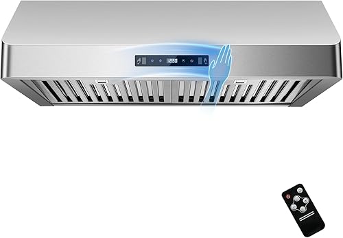 Campana extractora debajo del gabinete de 30 pulgadas, campana de cocina de acero inoxidable de 900 CFM con gestos y control remoto, ventilador de 3