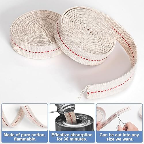 Miniatura 3 de Mechas de lámpara de aceite. Mechas de lámpara de aceite duraderas de 19.5 pies. 3 mechas de lámpara de aceite de 34 pulgadas planas. 6.5 pies 1