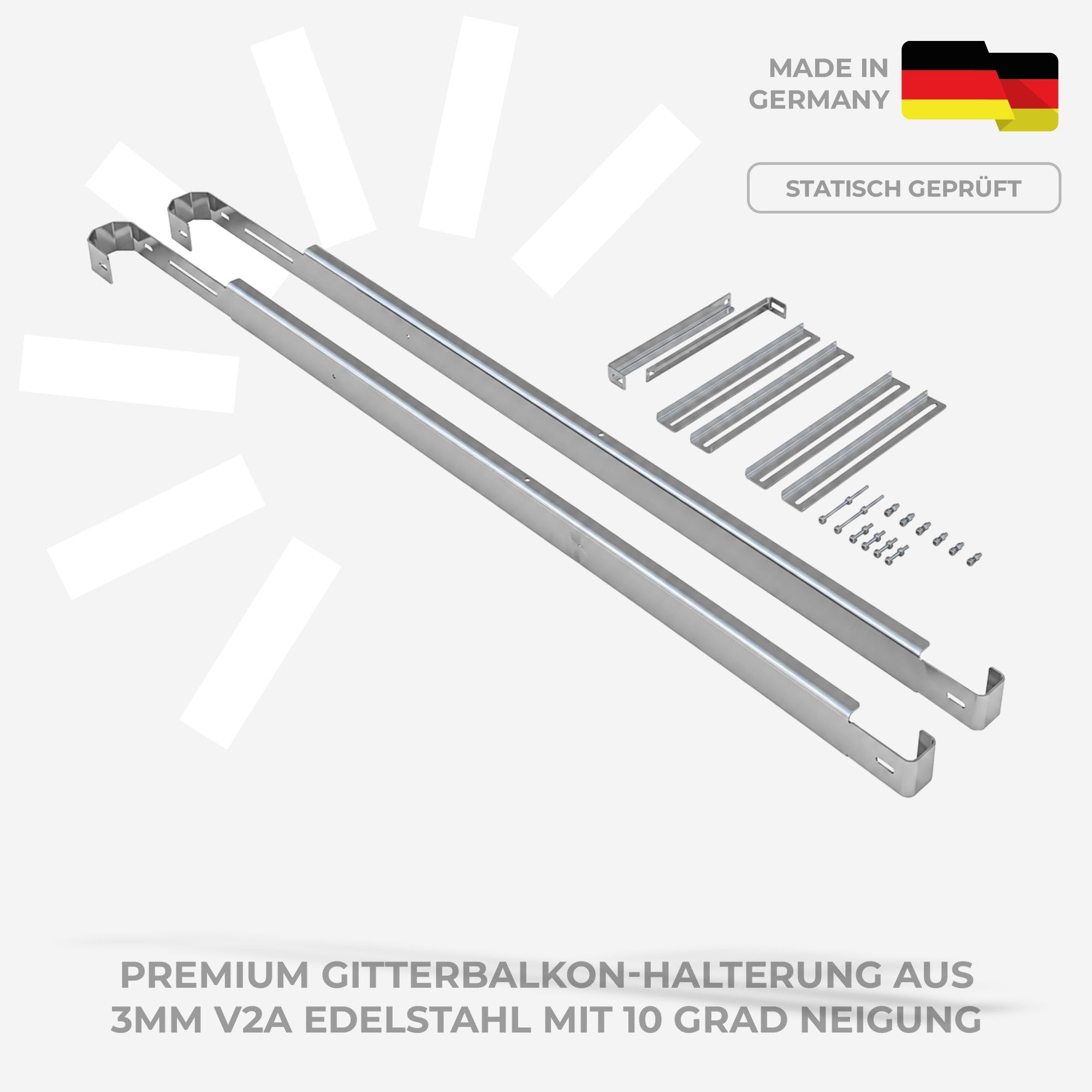 Kleines Kraftwerk 1000W Balkonkraftwerk XL Gitterbalkon-Halterung – 800W Wechselrichter mit WiFi & Bluetooth, 2×500W bifaziale Solarmodule, 5 m Kabel – Solaranlage Balkon