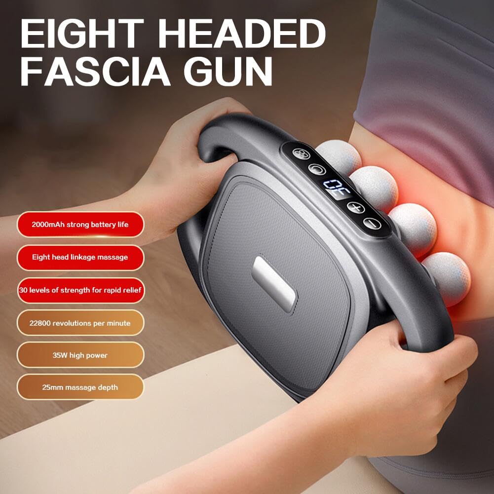 Pistola per massaggio a 16 teste, massaggiatore a percussione per tessuti profondi con 3 modalità e 30 livelli di intensità, massaggiatore muscolare silenzioso per schiena, spalle, gambe, piedi