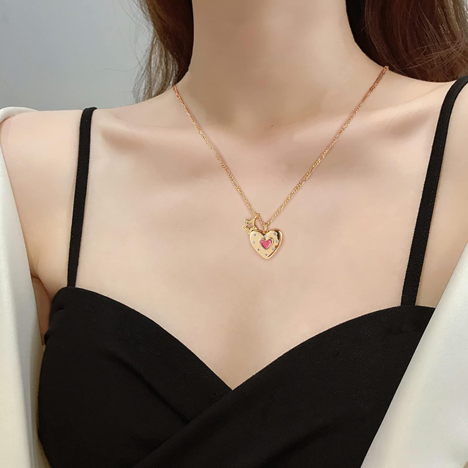 Ornaland Heart Pendant Necklace for Women 18K Gold Plated Star Shape Charms Necklace Personalized Zirconia Dainty Pendant Necklace Jewelry Gift for Women - Image 5