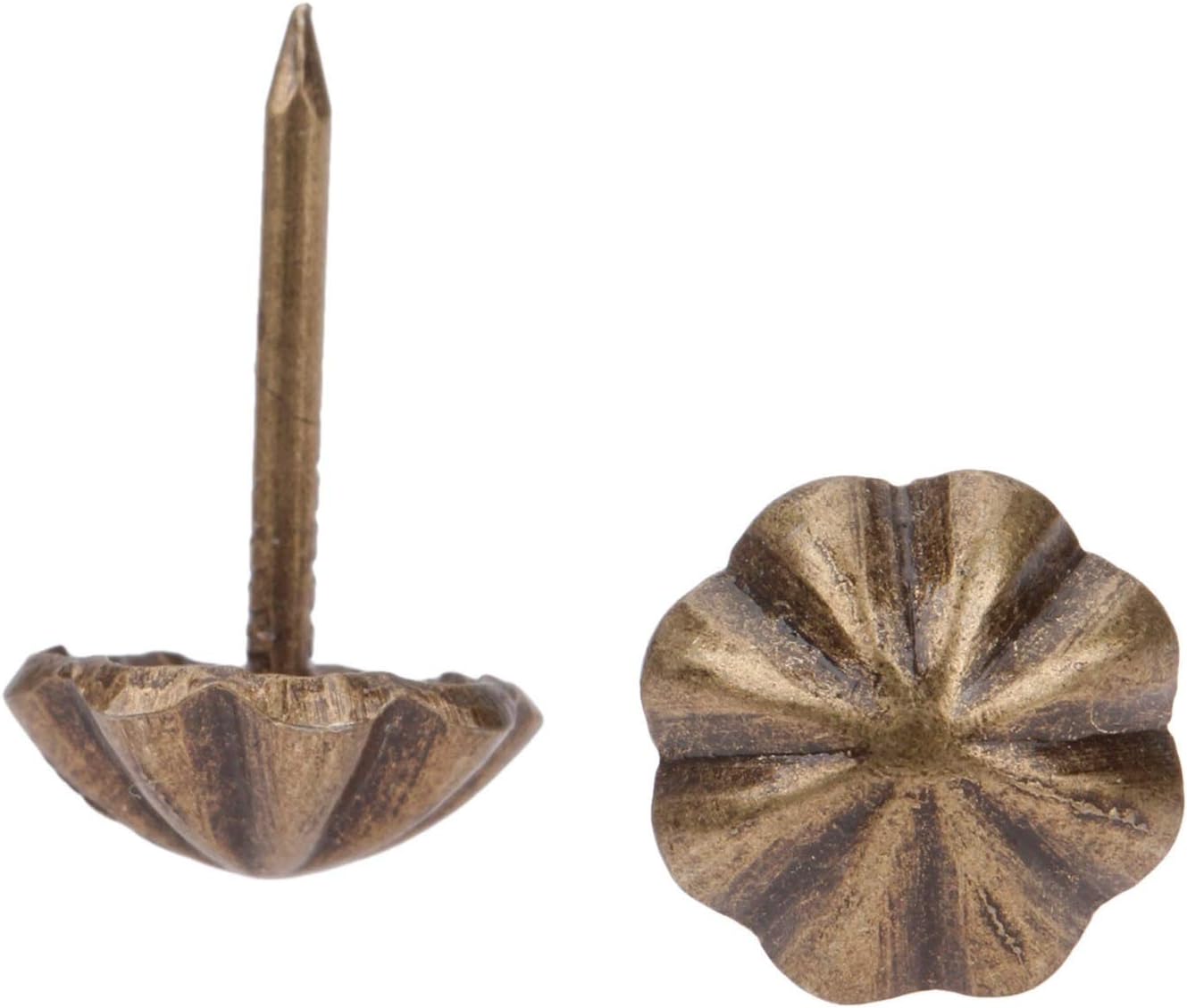 100pcs Upholstery Nails Sofa Stud Iron Pin Tack Vintage Antique Bronze Umbrella Cap Flower 1117mm Jewelry Wood Box Hardware Usual