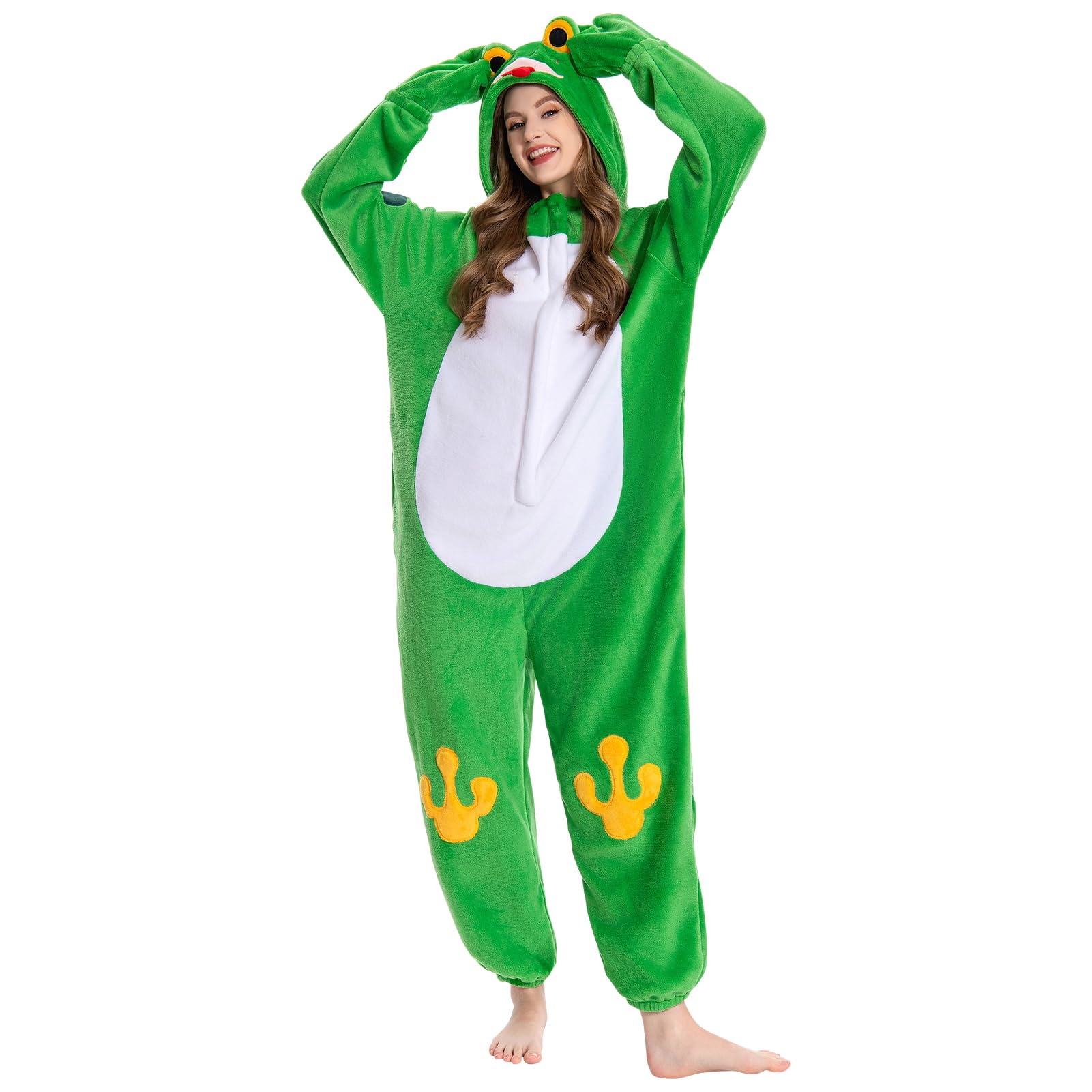 Snapklik.com : Adult Unisex Onesie, Flannel Frog Pajamas, One Piece ...