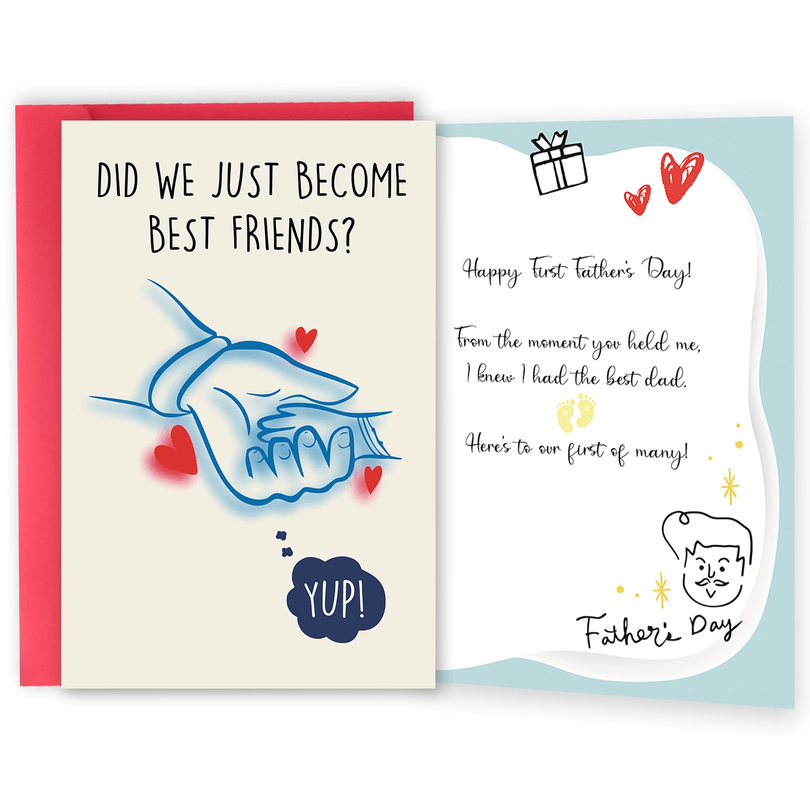 Huameigf Funny First Fathers Day Gift for New Dad, Lovely First Father's Day Card from Baby Girls Boys, Happy 1st Fathers Day Card, Did We Just Become