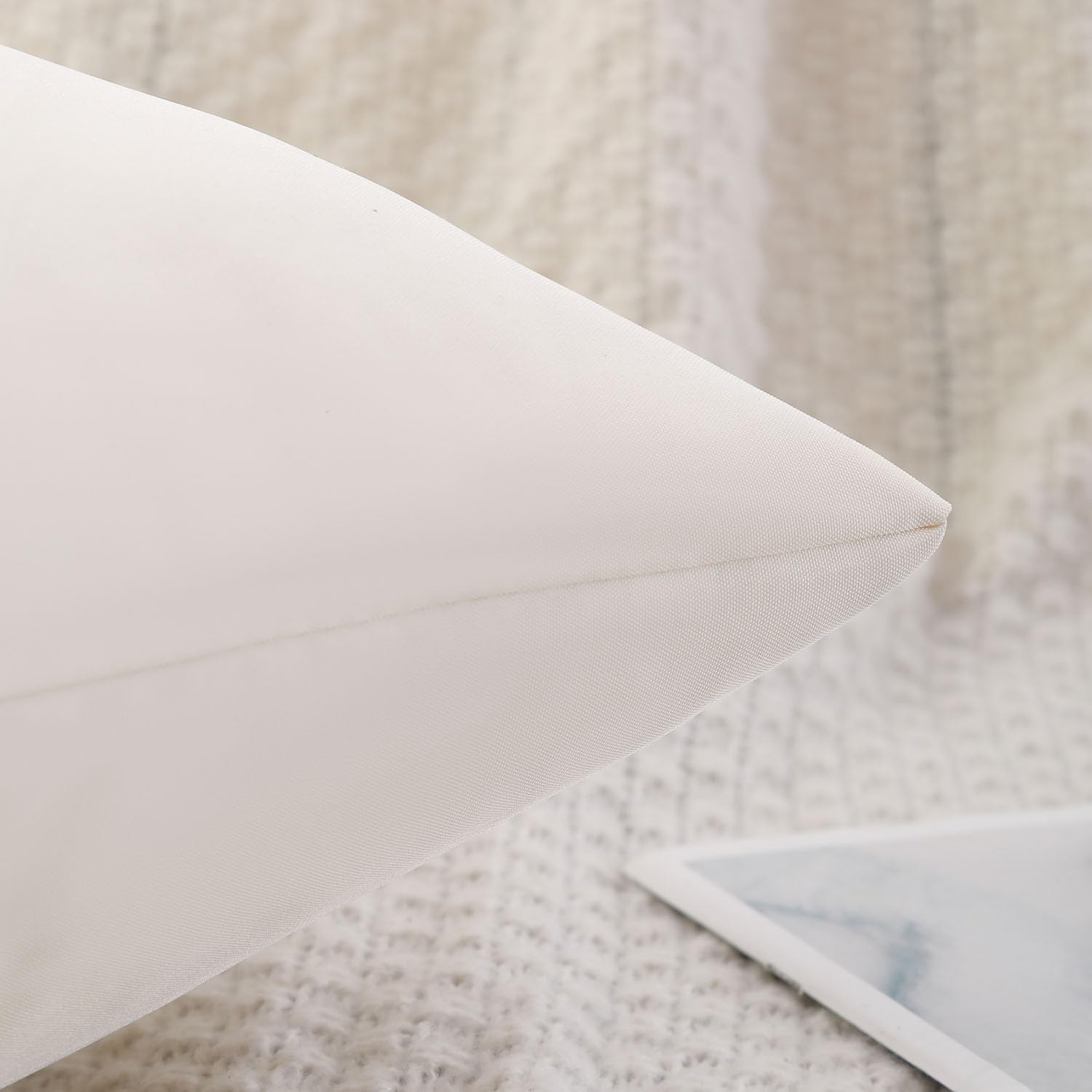 Housses Coussin 40x40 cm Extérieur Imperméable Beige Taies d'oreiller Printemps Été Decoration Canapé Housse de Coussin Décoratif pour Salon de Jardin Patio Chambre Maison Décor Lot de 2 - 5