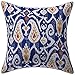 Stylo Cultura Cotone Etnico Copertina Etichetta stampata Kantha Stitch 16x16 Blu Copertura Ikat Multi Cuscino
