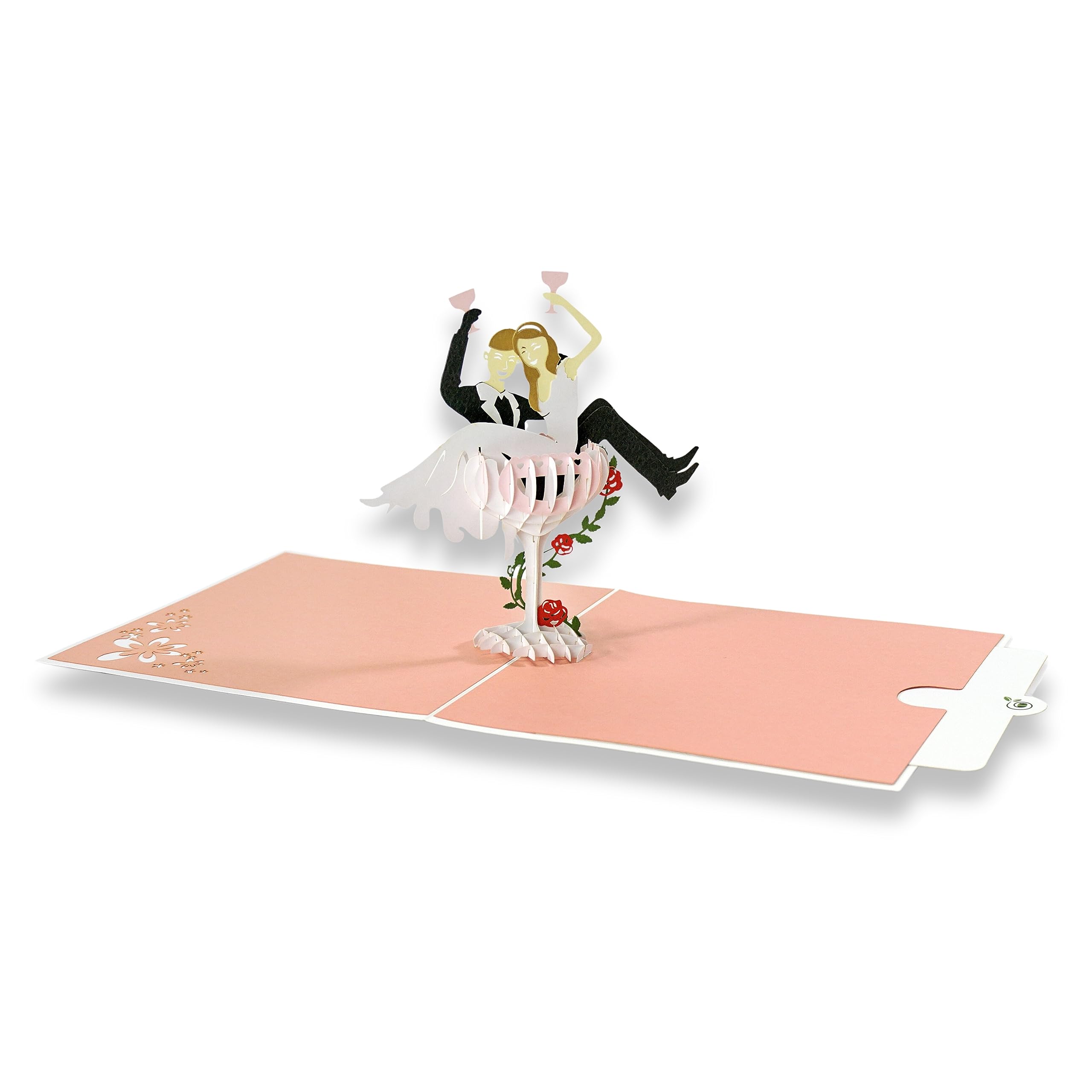 paperdora 3D Pop-Up Card Wedding with Envelope and Wax Seal - Greeting Card Gift Card Gift Certificate Voucher