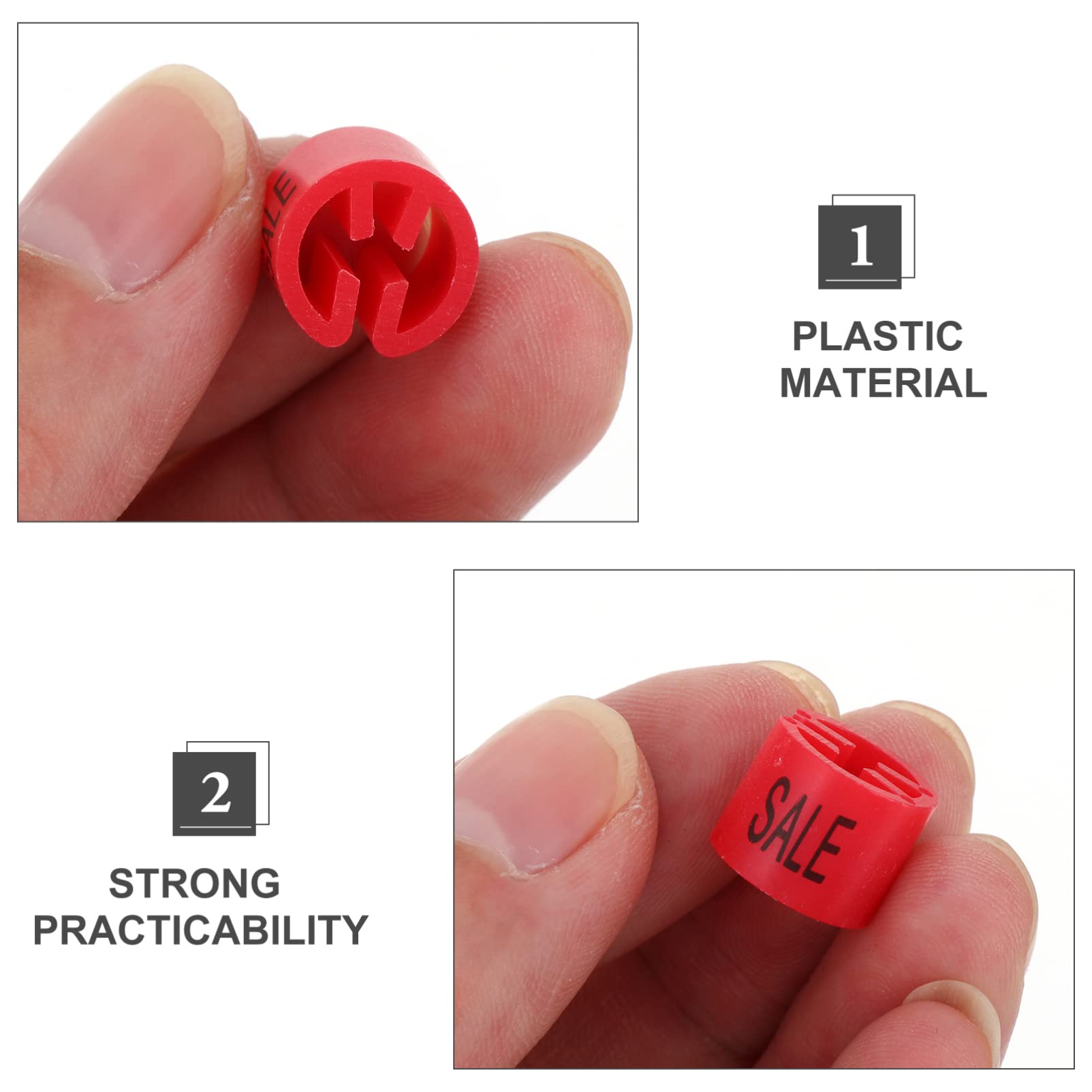 IMIKEYA 10 set di etichette di dimensioni a grana per grucce appendiabiti, etichette di vendita etichette di marcatore di etichette di plastica rossa, 100 pezzi x 10