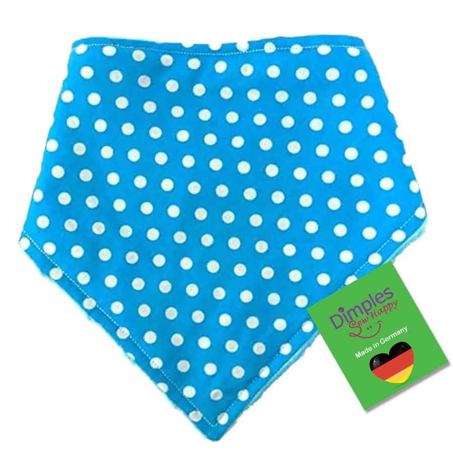 Bandana pour chien Dimples à pois turquoises foulard fait main pour chiot et grand chat 45cm
