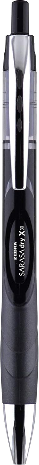 Zebra Pen Sarasa Dry X30 Retractable Gel Pen, Medium Point, 0.7mm, Black Ink, 12-Pack
