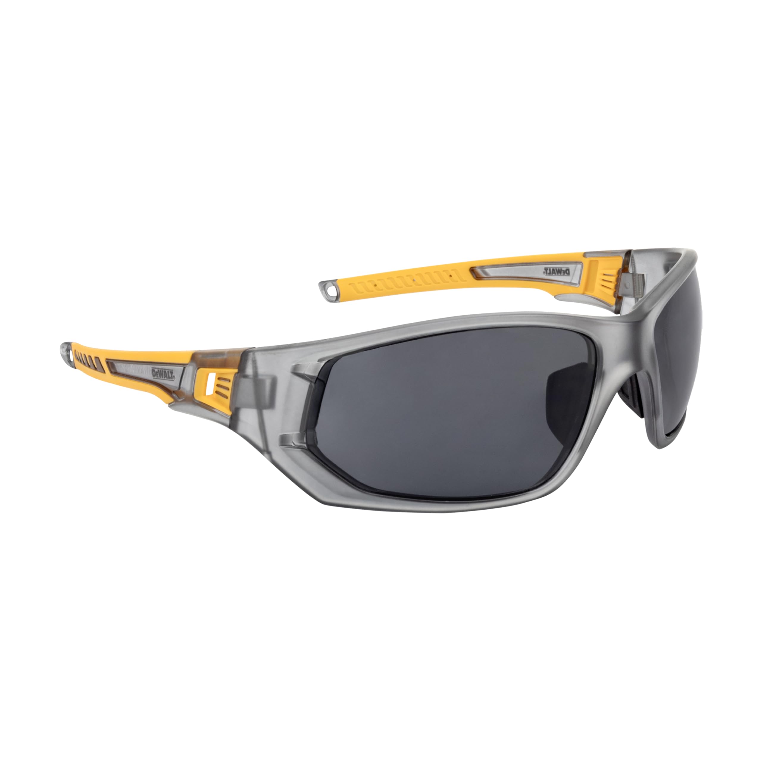DEWALT DPG112-2D Miter™ Premium Vented No-Slip Safety Glasses – Smoke Lens – Vented Frame & Lenses – Rubber Temples & Nosepiece – 1 Pair