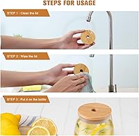 Vista 4 de 8 unids tarro de bambú tapa botella cubierta de bambú frasco sellado tapa botella para vidrio s s sellador