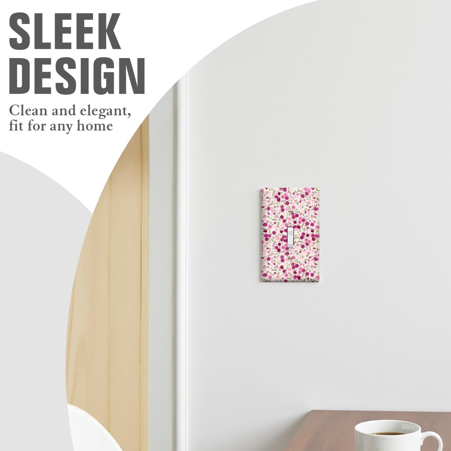 Purple Flowers Single Toggle Light Switch Plates Outlet Covers Decorative Electrical Wall Plate Receptacle Switchplate Decorate Plug Cover For Bathroom Kitchen 4.5 * 2.157 Inch