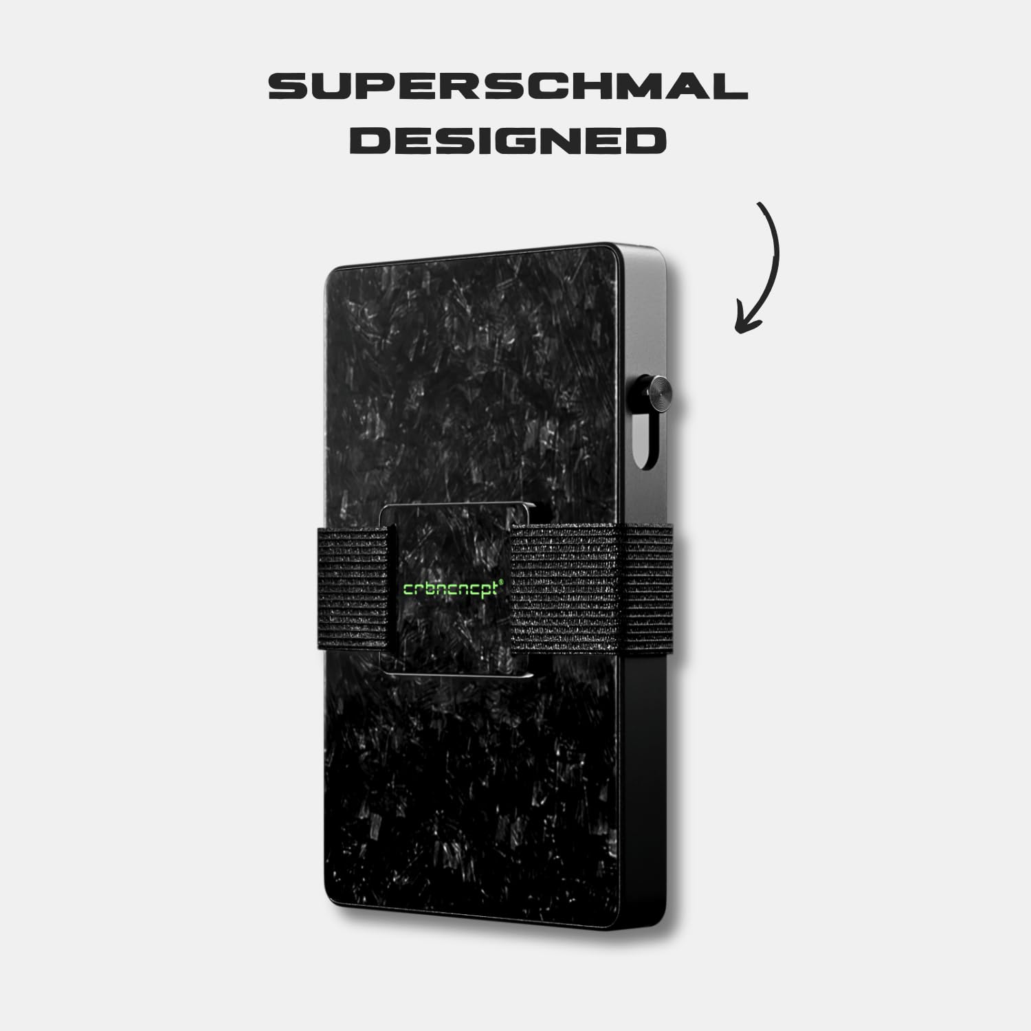 Forged Carbon Kartenetui mit RFID Schutz für Herren | Pop Up Geldbeutel für Kreditkarten | Smart Kreditkartenetui mit Band für Geldscheine | Hochwertiger Aluminium Rahmen in Schwarz