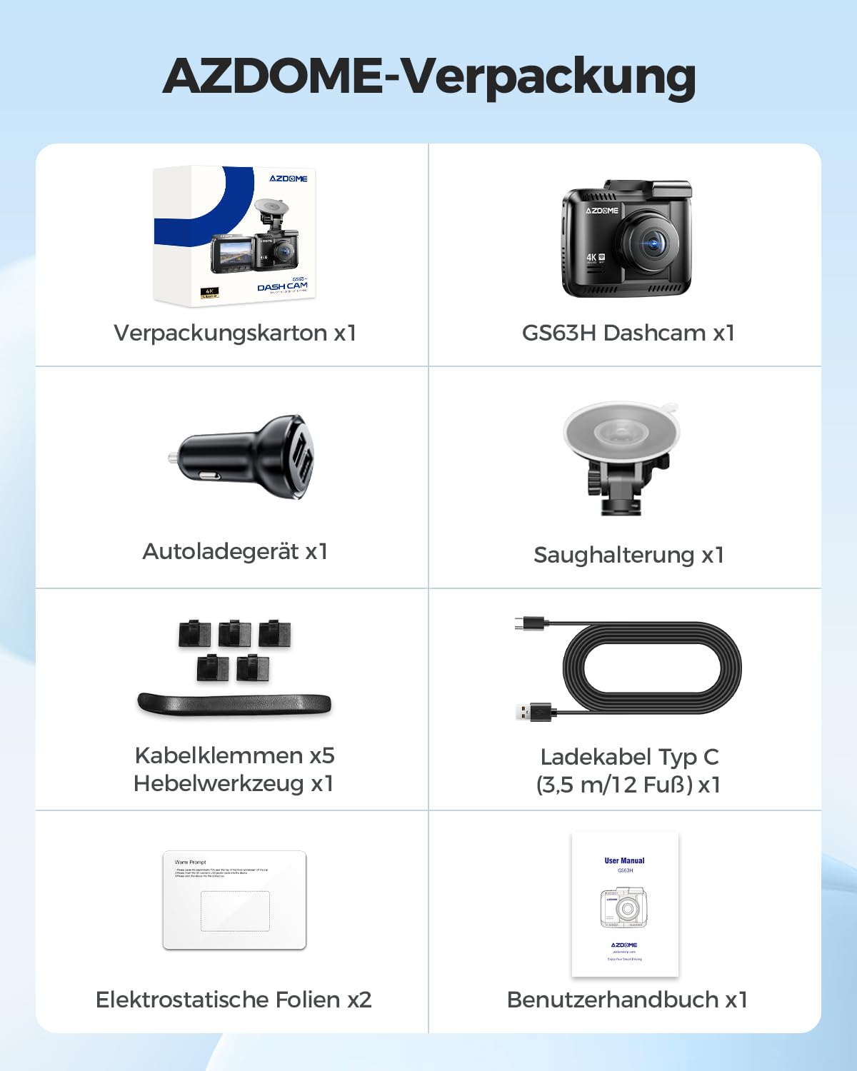 AZDOME Dashcam 4K Auto Kamera mit GPS WiFi Nachtsicht 170° Weitwinkel WDR 2,4" IPS Parküberwachung
