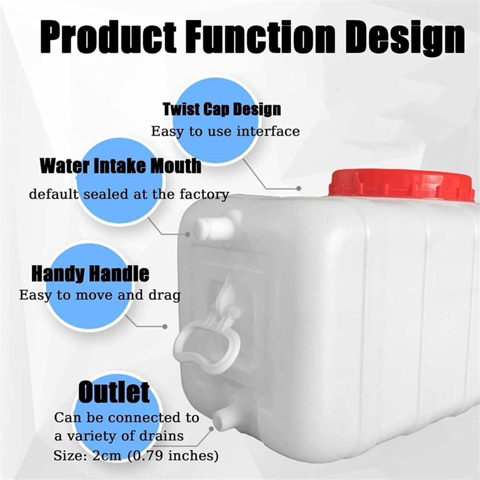 Contenitori d'acqua Serbatoio Dell'acqua con Rubinetto Contenitore Stoccaggio Dell'acqua Plastica Spessa Serbatoio Stoccaggio Plastica Alimentare for Serbatoio Dell'acqua Auto Emergenza Campegg