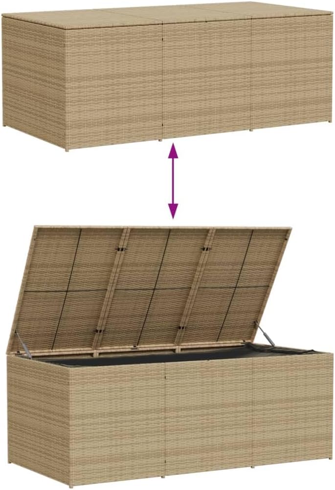Garden Storage Box Mix Beige 259.9 Gal Poly Rattan,Outdoor Patio Storage Box WaterResistant Durable PE Rattan Deck Boxes