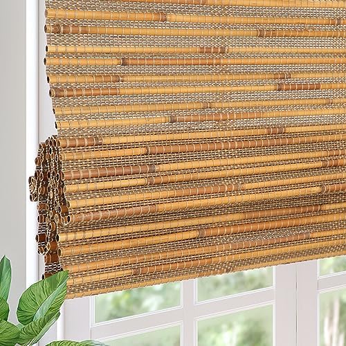 Amazon.com: Comzone Blinds Cordless Blackout Bamboo Roman Shades ...