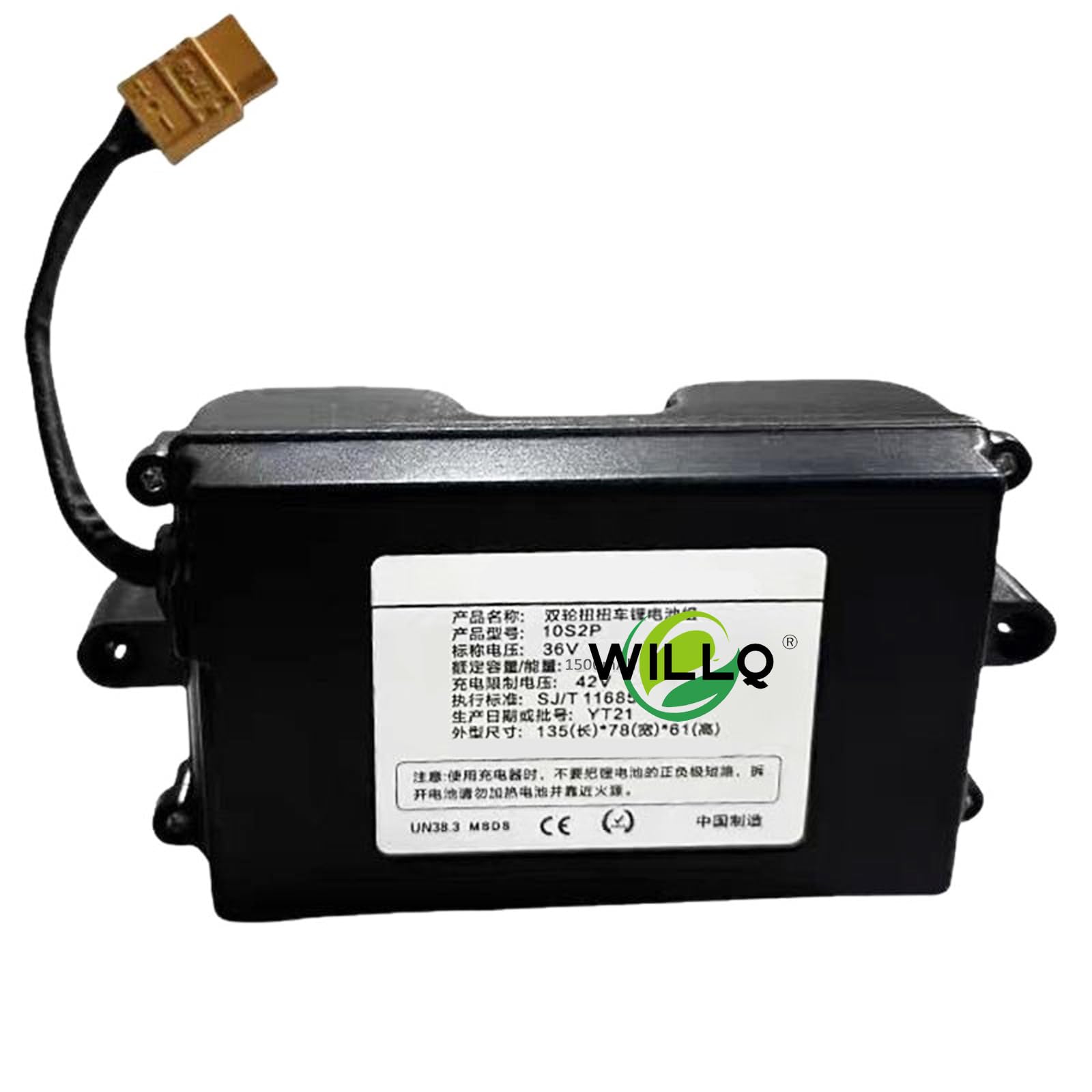 WILLQ Batería de Litio de 36 V y 1500 mAh para Patinete eléctrico, 36 V, 1,5 Ah, con 54 WH de Potencia y Motor de Monociclo autoequilibrado.