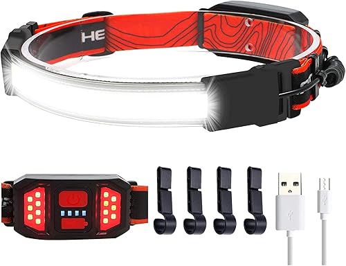 Miniatura 7 de 3 lámparas LED recargables para la cabeza, luz de casco duro de iluminación de 230, linterna ligera, 3 modos con luces rojas para correr, acampar,