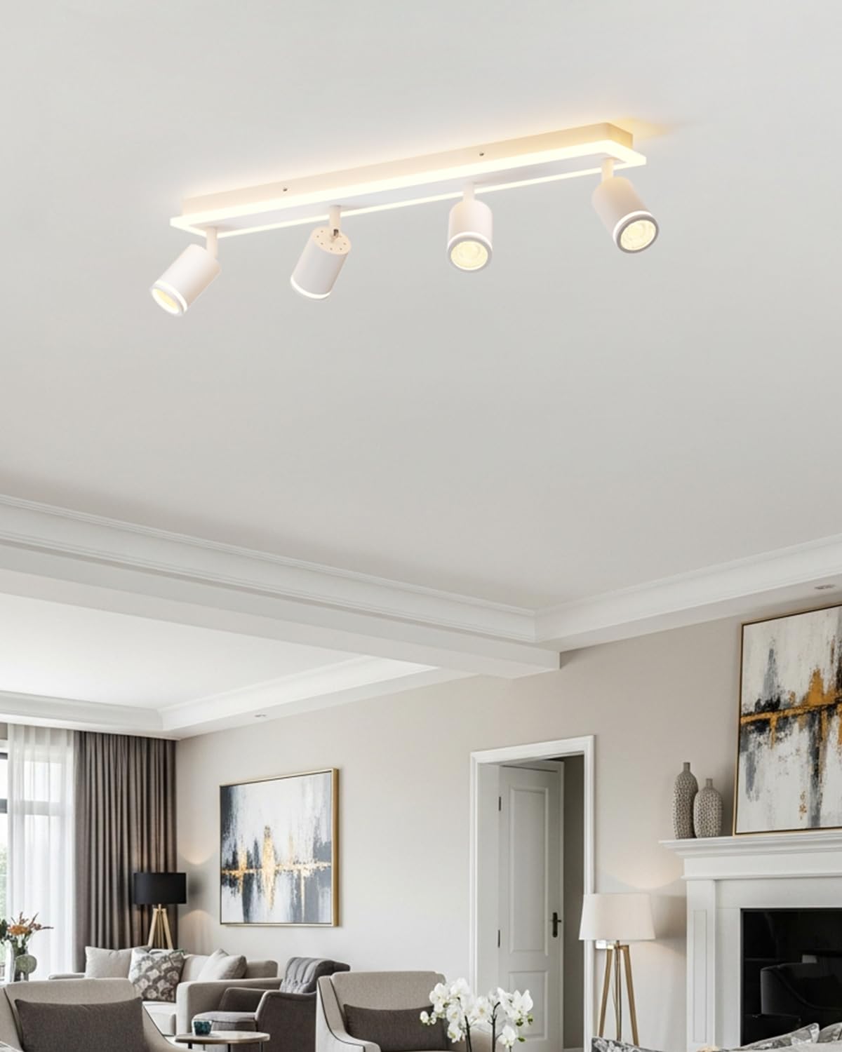 LVWIT Deckenstrahler 4 Flammig GU10 LED Weiß Modern Deckenlampe für Wohnzimmer Ohne Leuchtmittel
