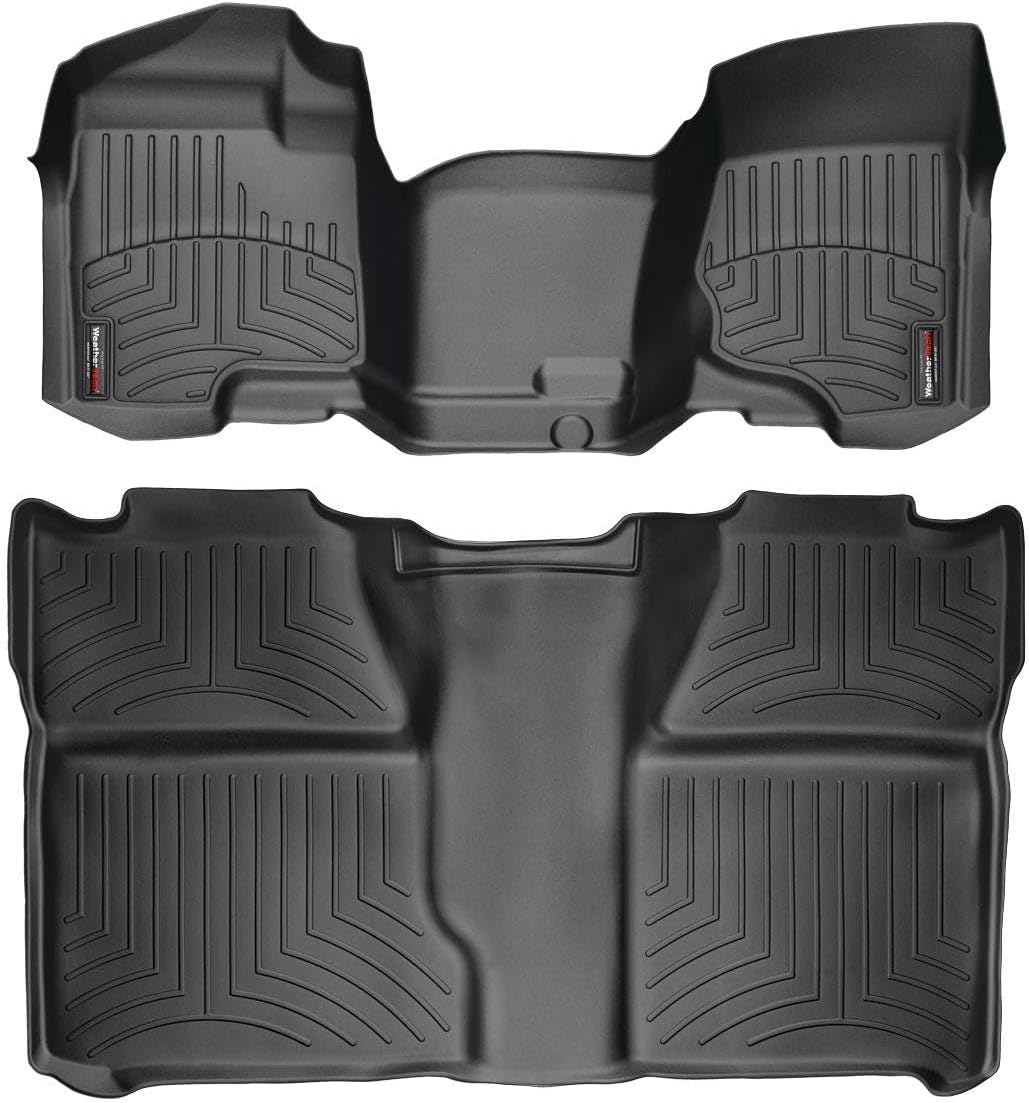 WeatherTech Custom Fit FloorLiners for Chevrolet Silverado 2500HD/3500HD, Silverado 1500, Sierra 2500HD / 3500HD - 1st Row (OTH) & 2nd Row (442941-440660), Black