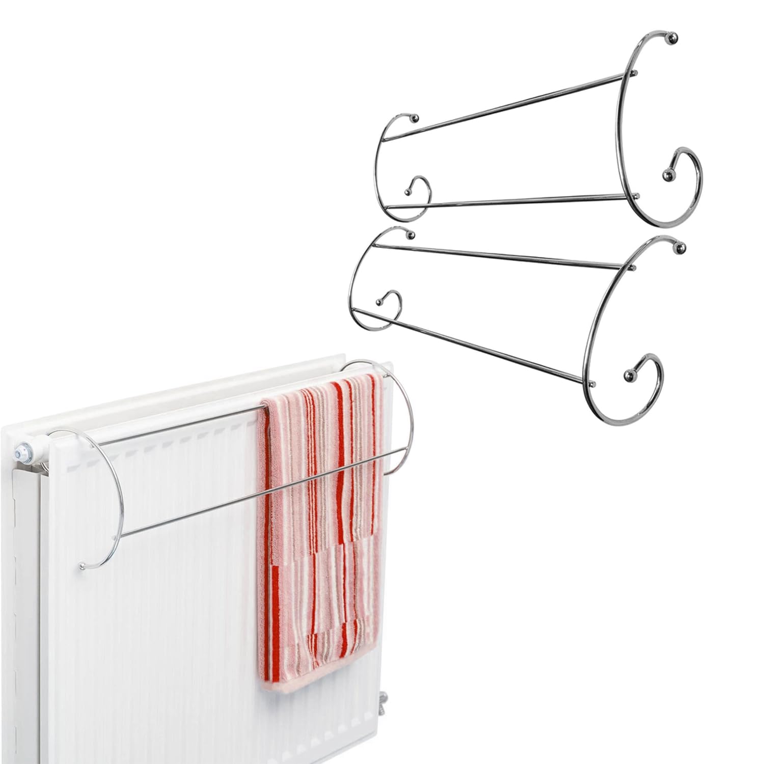 Milosc Pack of 2 Chrome Airer Radior Clothes Towel Rack Drying Rack Heavy Duty Easy Fix Airer Indoor