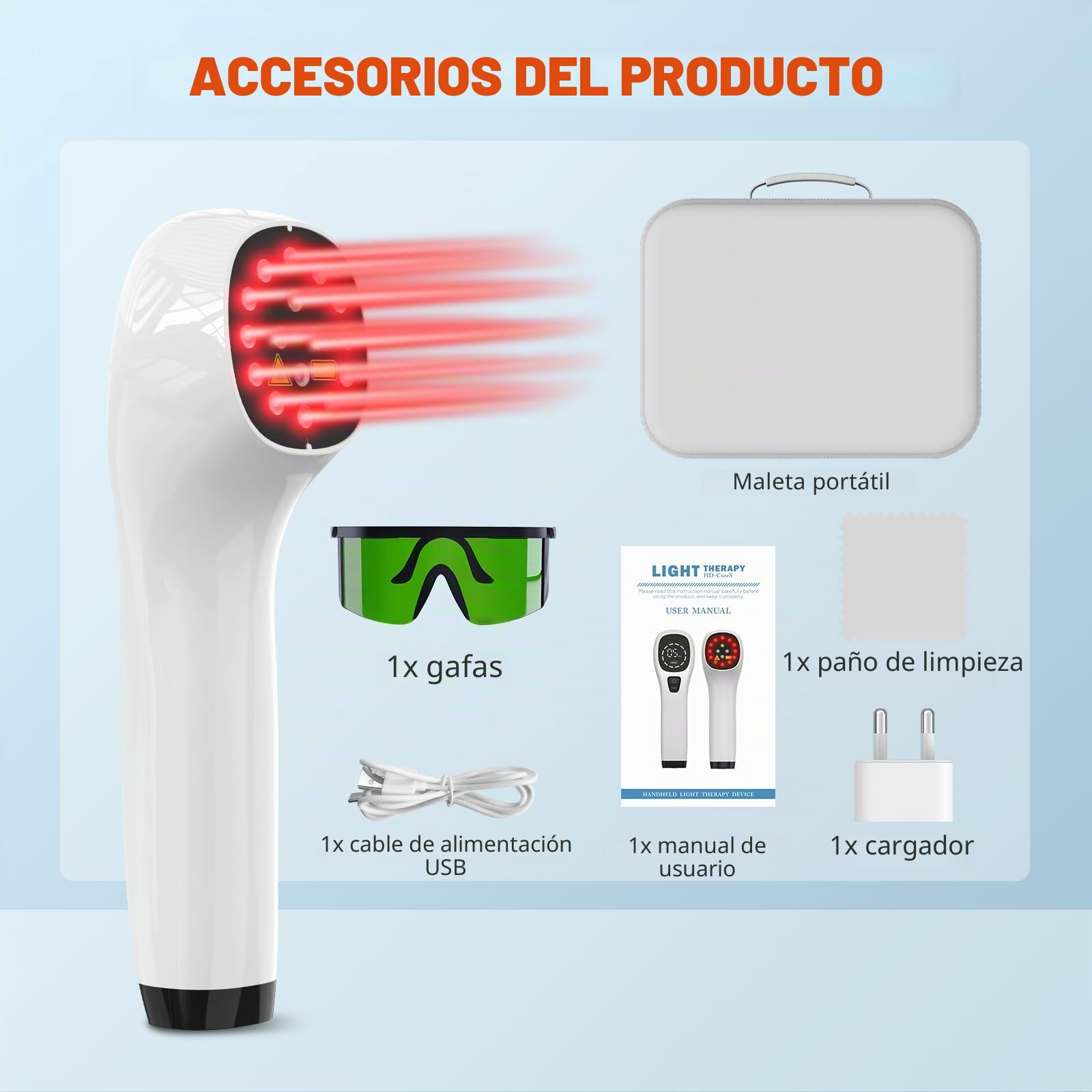 Dispositivo de terapia láser frío para personas, dispositivo de terapia de luz roja de mano con indicador LED, para usar en articulaciones, espalda, rodillas y músculos (4 x 808 nm, 12 x 650 nm)