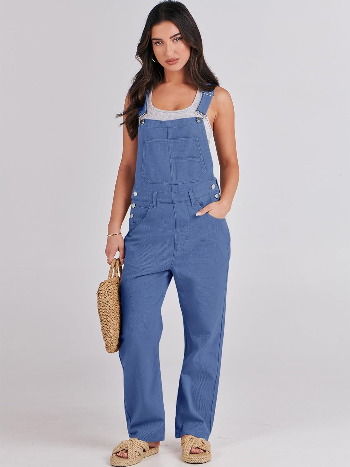 ANRABESS Overalls for Women Loose Fit Denim Overalls Adjustable Strap Jean Jumpsuit Bib Romper Spring Casual Work Outfits - Image 8