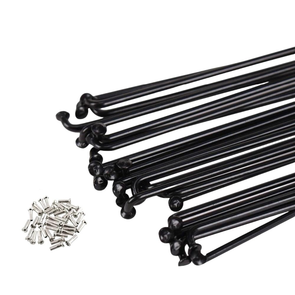 DMLAYHP 36PCS Bicycle Spokes Wire Mountain/Road Bike Steel 14G Black High-Strength 257MM-295MM Spoke Cap(286mm)