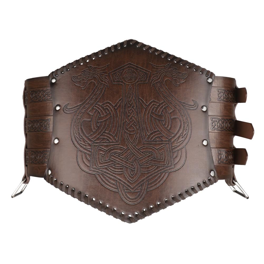 ITODA Medieval Viking Armor Belt Faux Leather Faux Leather Knight Belts Role-playing Knight Belts Men Medieval Cosplay Belt for Adult Halloween Fancy Cosplay Costume Props - Image 2