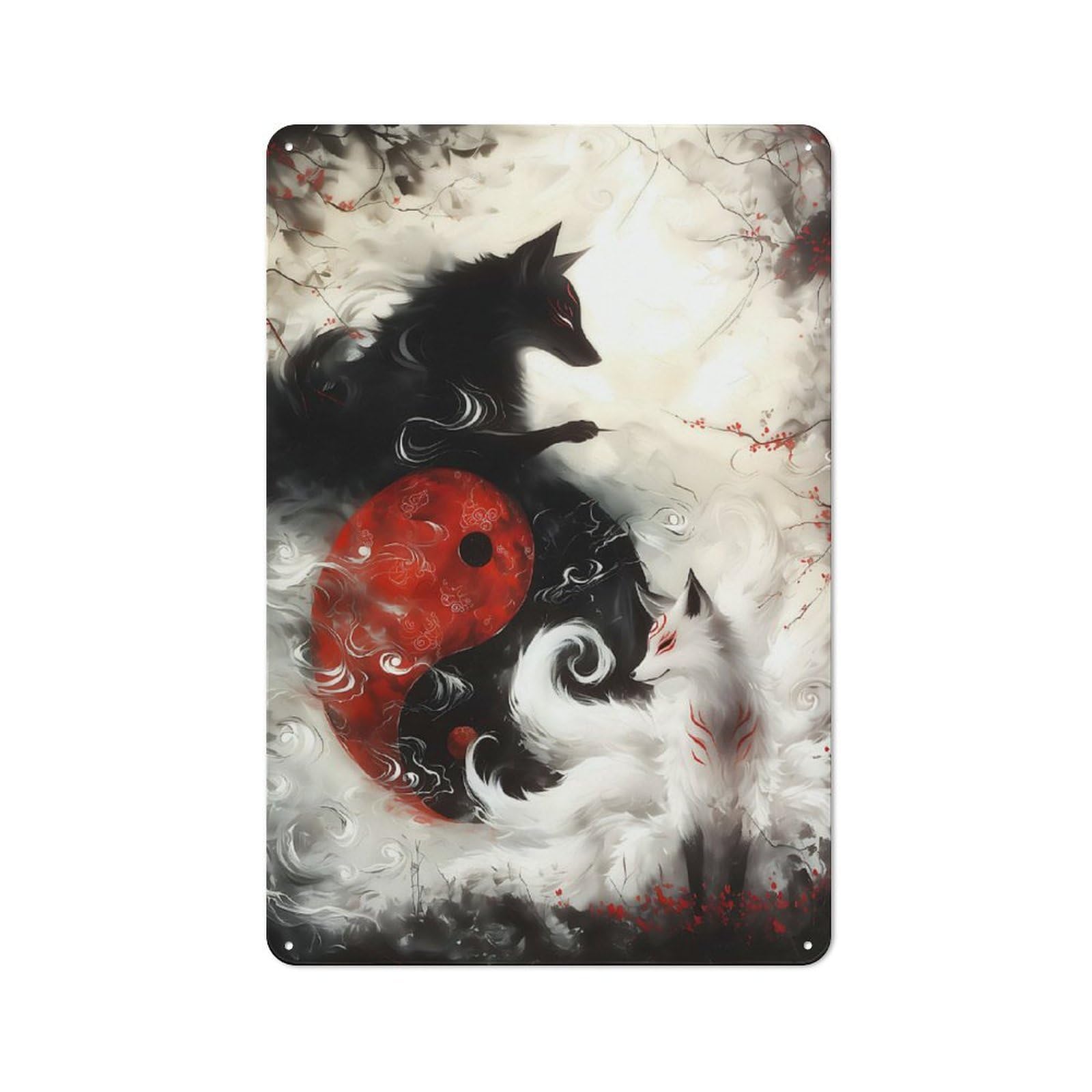 Death And Life Fox Fantasy Industrial Metal Sign 30x20cm, Modern Retro Loft Wall Plaque for Modern Home, Workshop, Office Or Cafe