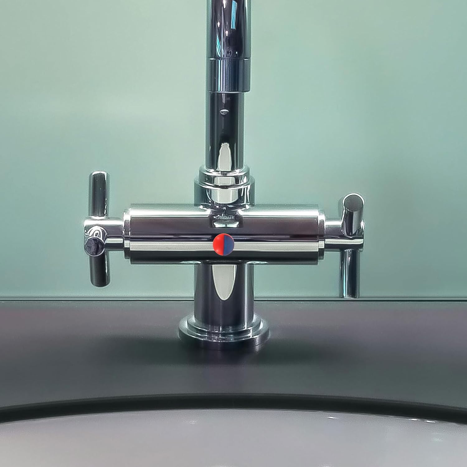 Kitchen Sink Hole Accessories Faucet Handle Cover Hot and Cold Water Temperature Indicators, Faucet Hole Caps Hex Screws and Wrenches for Bathroom and Kitchen Tap Installation,