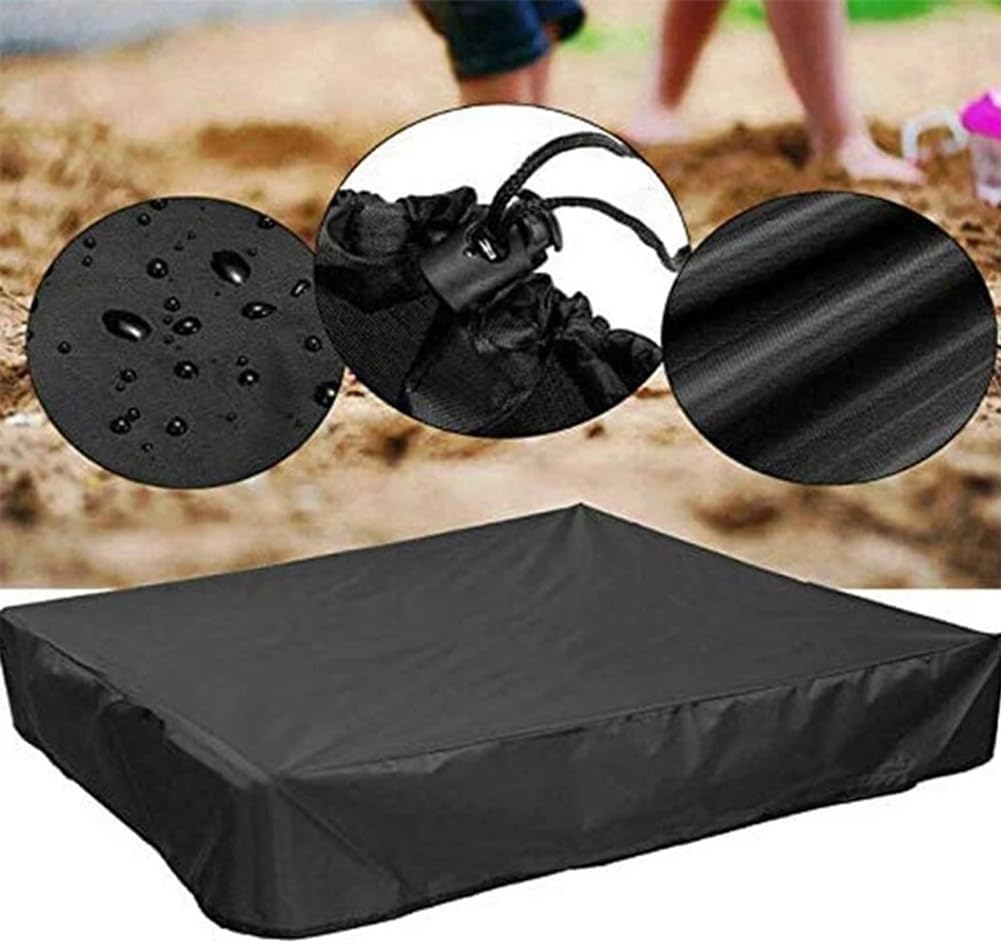 Sandbox Cover Square with Drawstring, Waterproof Oxford Cloth Rainproof Dustproof Protection for Garden Sandpit, 70.86"×70.86"×7.87"