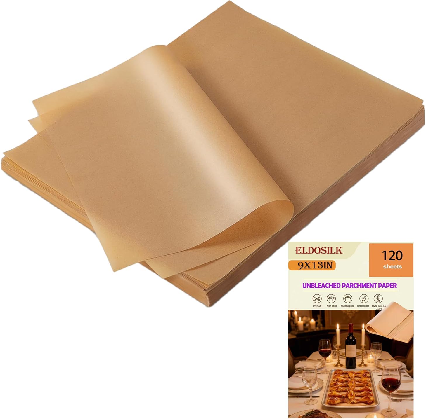 4x4 Inch Baking Parchment Paper, 400 Sheets/Pack | Non-Stick Food-Grade Unbleached Parchment Paper