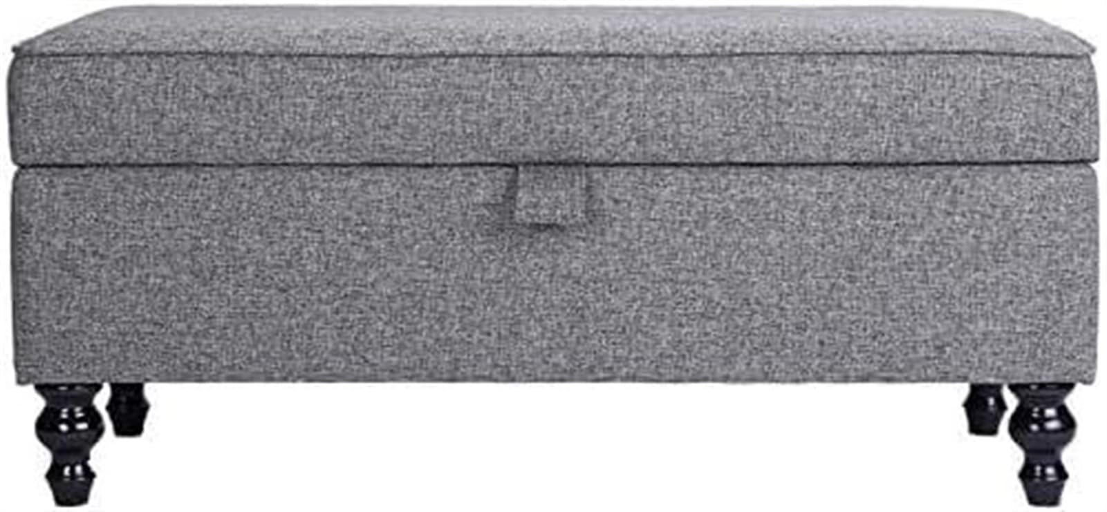 Boîte de rangement canapé banc gris avec fonction tabouret de bout de lit