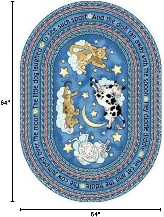 Joy Carpets Hey Diddle Diddle Rug, Pink, 5'4" Round