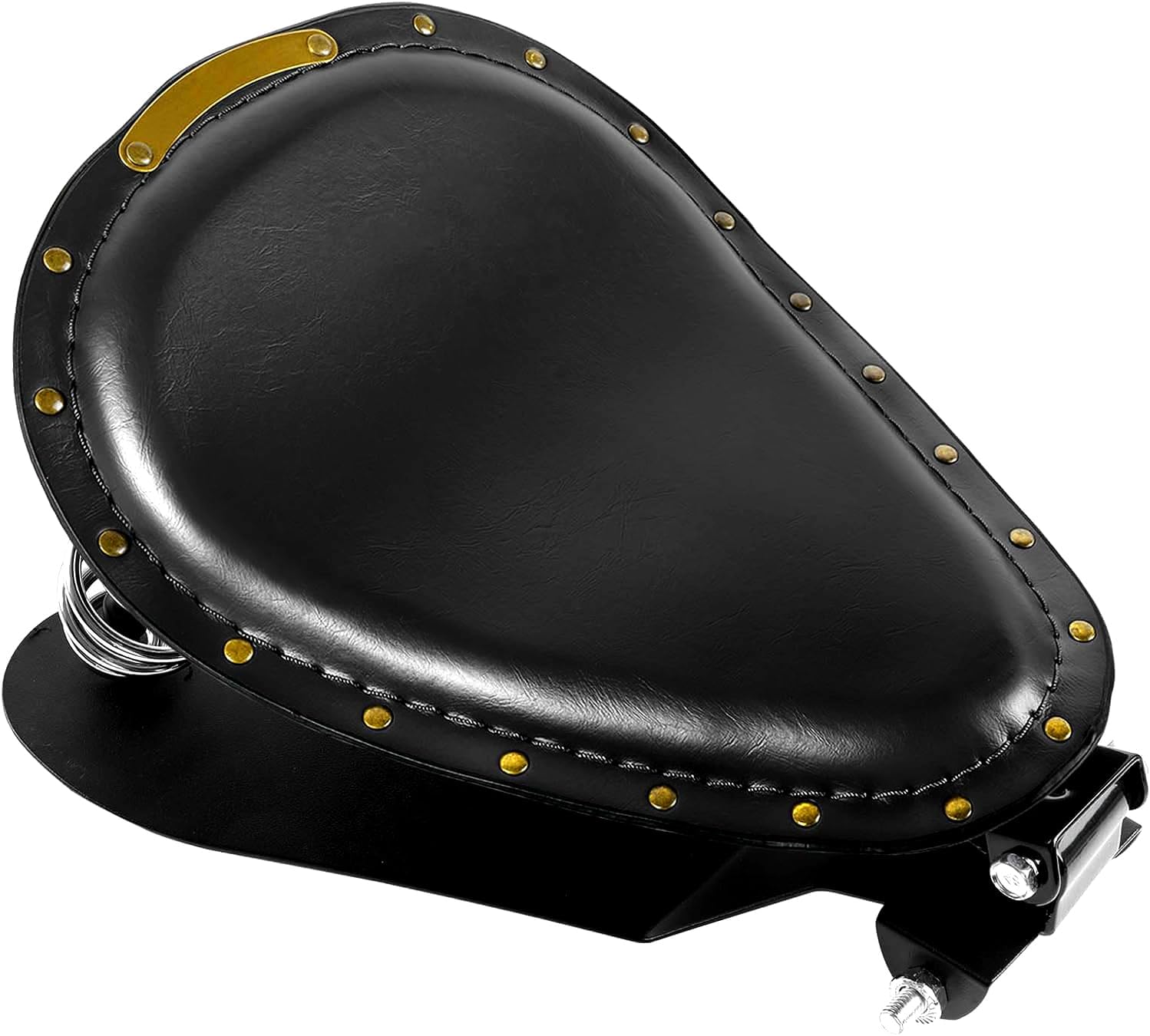 Leather Motorcycle Solo Seat with Seat Base Spring Mounting Bracket Kit Compatible with Harley Davidson Harley Sportster XL 883 1200(Brown)