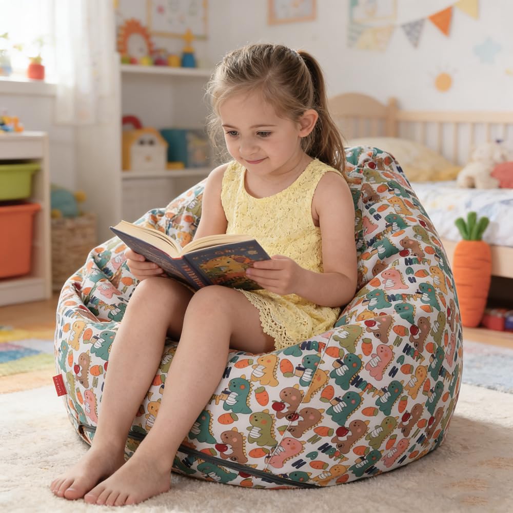 YuppieLife Kids Animal Storage Bean Bag Cover Extra Large stuff'n Sit|Toy Organizer|Carrying Handle|Available for Kids and Teenager|Cuddle Chair（27“,Zoo）-image-28