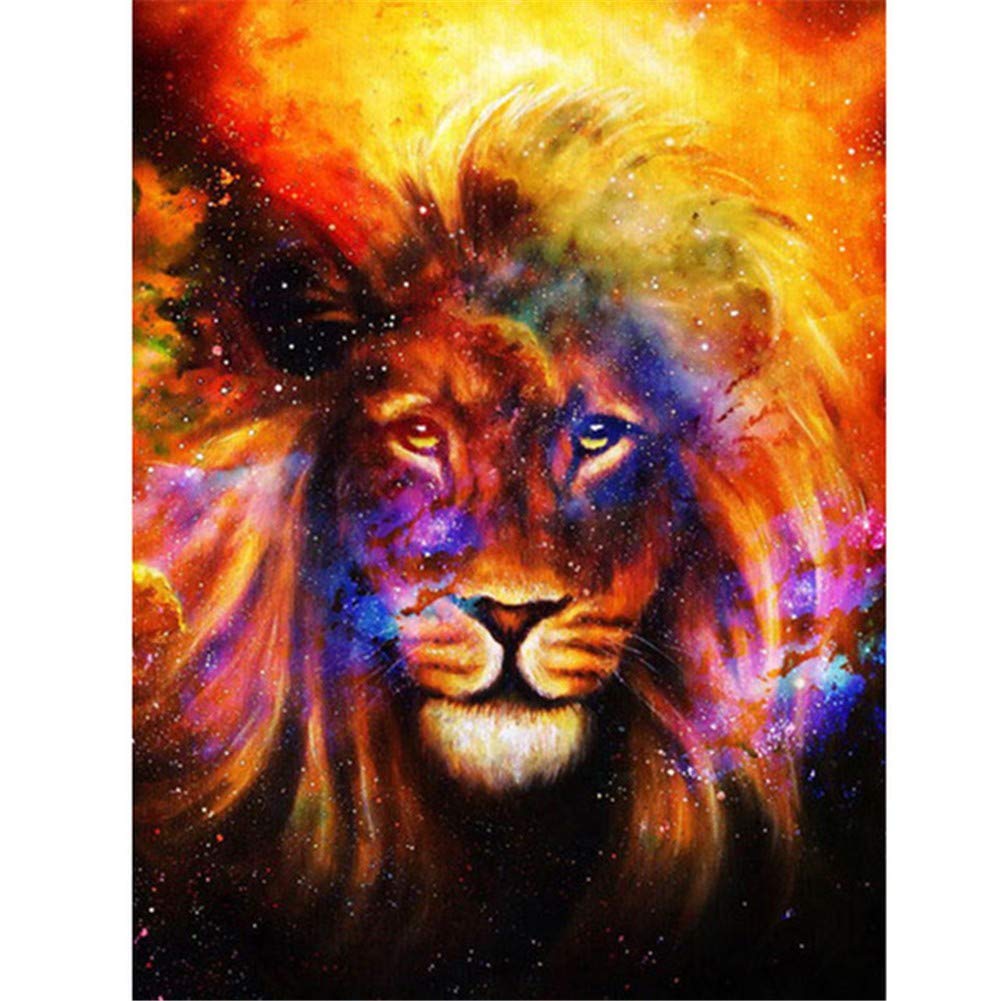 Peinture Diamant 5D Lion Coloré pour sublimer la décoration murale du salon