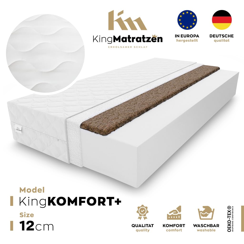 Matratzen Schaumstoff rollmatratze kaltschaum Bett H3/H4 KingKOMFORT Plus 12cm (Komfort Plus 90x200x12)