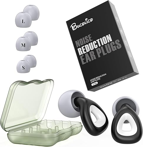 Miniatura 2 de bucolico NRR - Tapones para los oídos de silicona reutilizables con cancelación de ruido para dormir, 27 dB, con estuche de almacenamiento compacto