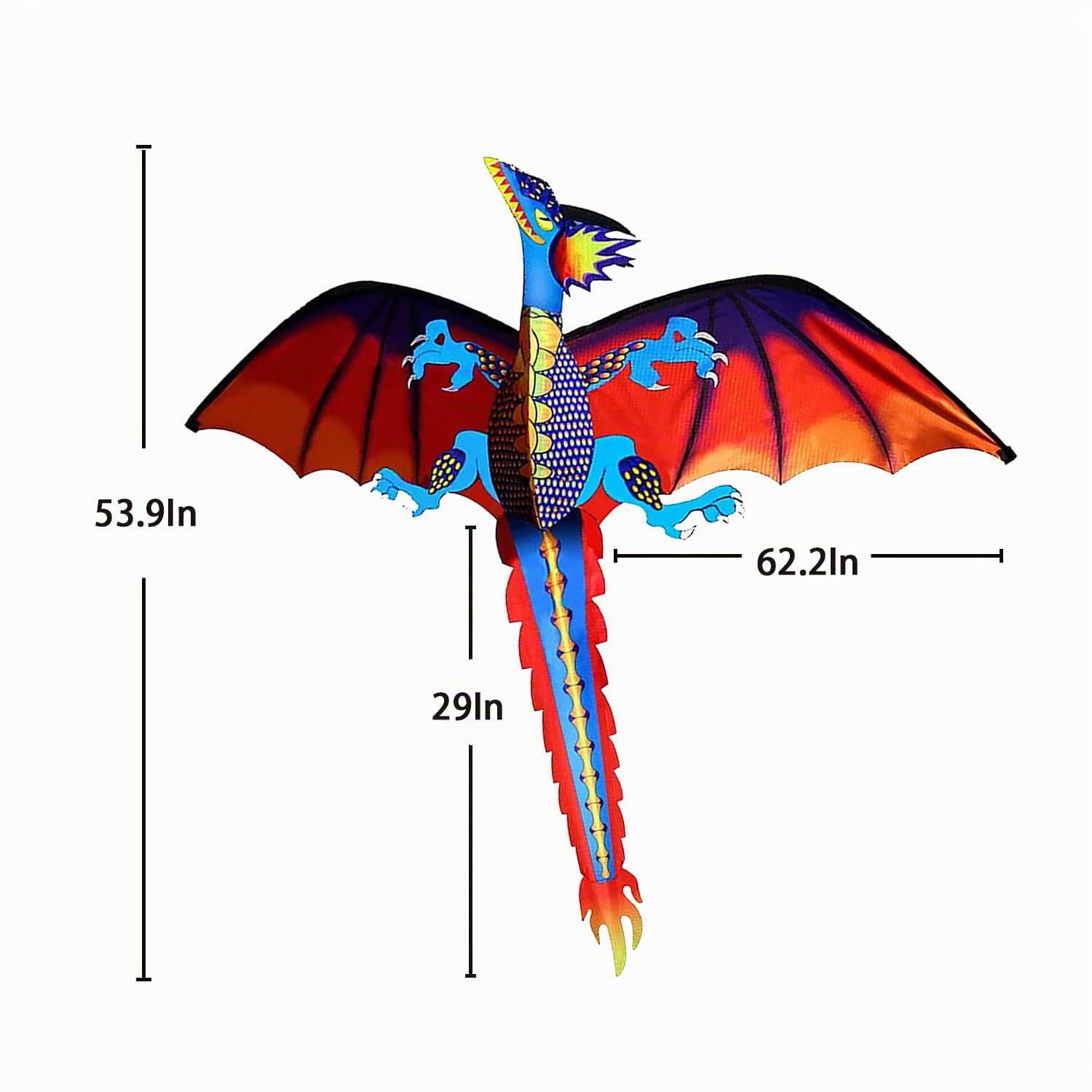 Touch the sky Cometa Dragón Enorme para Niños y Adultos, Fácil de Volar, Diseño de Estructura Único, Excelentes Juegos al Aire Libre y Juguetes de Actividades, Adecuado para Principiantes.