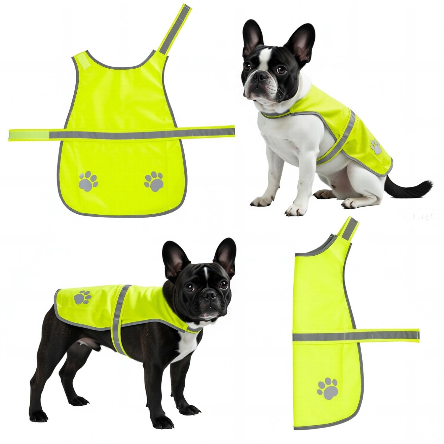 Reflective Dog Safety Vest, High-Visibility Fluorescent Yellow Dog Coat with Adjustable Fit, Lightweight Reflective Dogs Accessories for Outdoor Walking, Suitable for Dogs with 32โ34cm Neck โ image 1