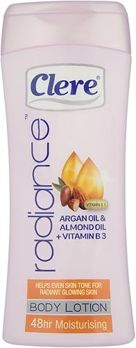 Clere Radiance – Argan Oil, Almond Oil & Vitamin B Body Lotion, Helps Even Skin Tone for Radiant Glowing Skin, 48hr Moisture, 400ml