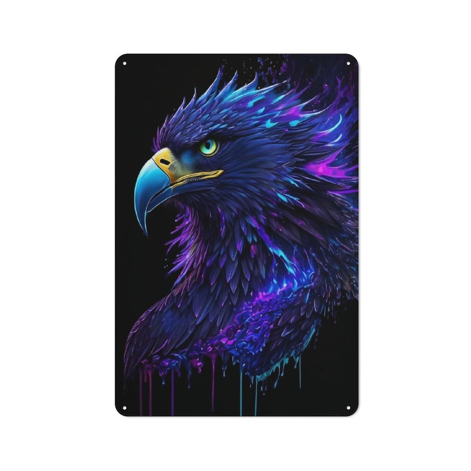 Junmoney Neon Eagle Portrait Vintage Tin Sign 30X20cm With For Hobby Room Or Studio, For Metal Sign Collectors, For Garage And Workshop Walls