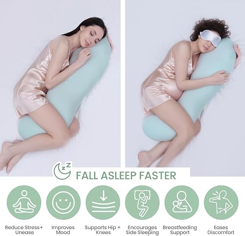 AISLEEP Body Pillow for Adults, Cooling Long Bed Pillow, Full Body Pillow for Side Sleepers, Memory Foam Firm Pillow, Pea Pod Shape Long Pillow for Pregnancy Sleeping Full Body Support - 8