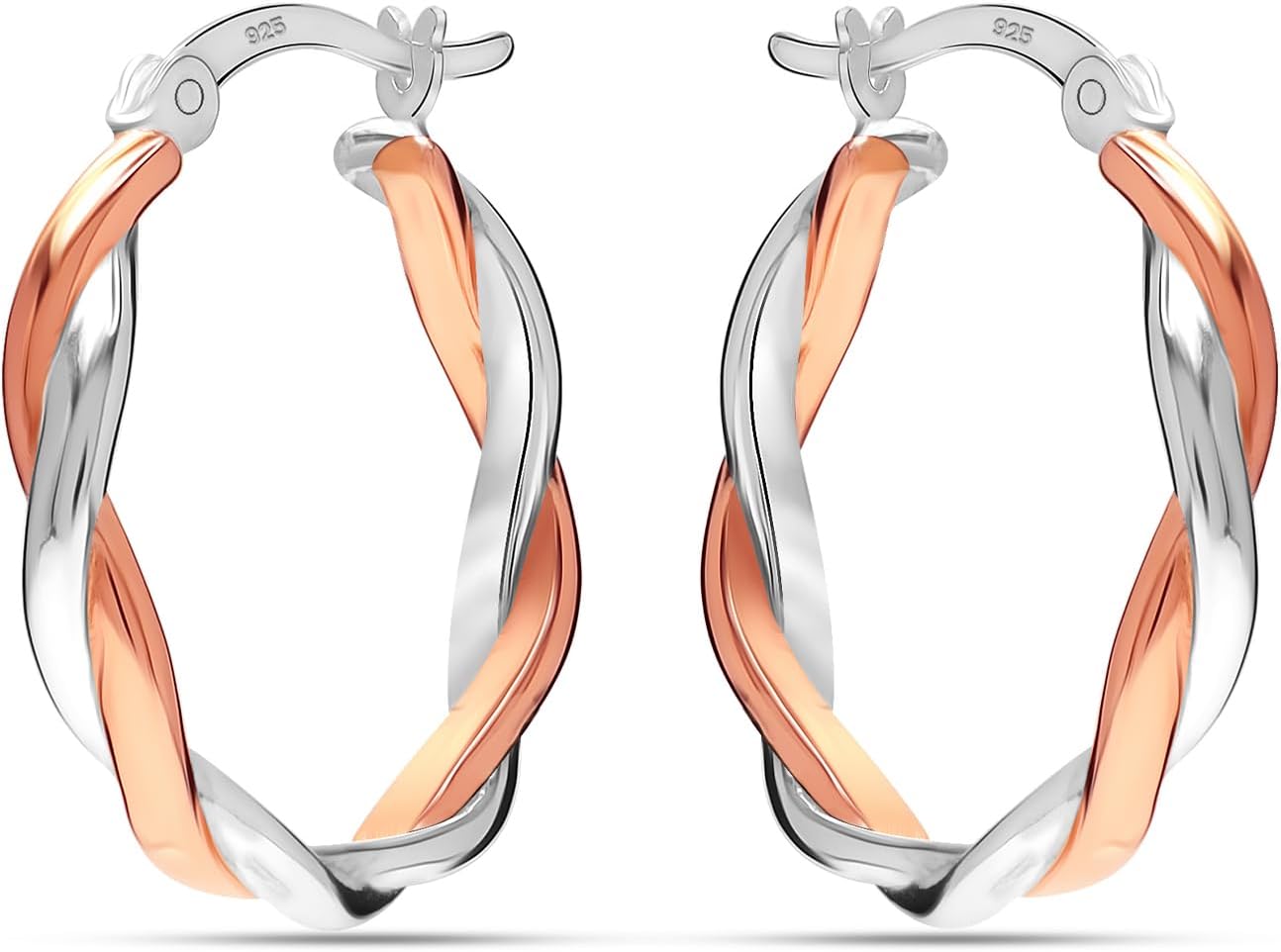 LeCalla 925 Sterling Silver Hoop Earrings | Lightweight Click-Top Gold Plated Anchor Infinity Earrings for Women - Image 3