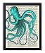 Blue Octopus (#2) Upcycled Vintage Dictionary Art Print 8x10, Unframed